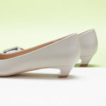  Metal Buckle Low Heels in Grey, adding a touch of modernity and style to your everyday look