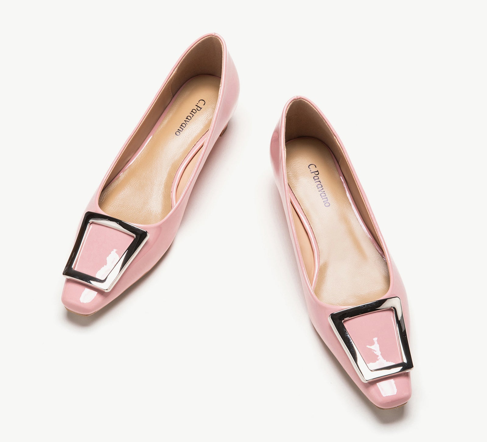 Trapezoidal Buckle Low Heels