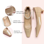 Beige Low Heel with delicate pearl straps, a perfect blend of comfort and everyday style