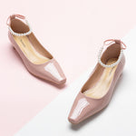 Charming Low Heeled Footwear featuring Delicate Pearl Straps