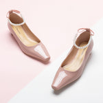Pink Low Heel with distinctive pearl details, perfect for adding a touch of soft and romantic allure to your style.