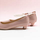 Sleek Pink Heels adorned with Pearl Accents