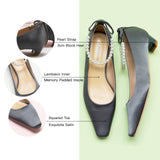 Pearl Chain Silk Low Heel (Lucia) Dark Grey