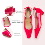 Pearl Chain Low Heel (Lucia) Hot Pink