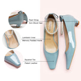Pearl Chain Low Heel (Lucia) Sky
