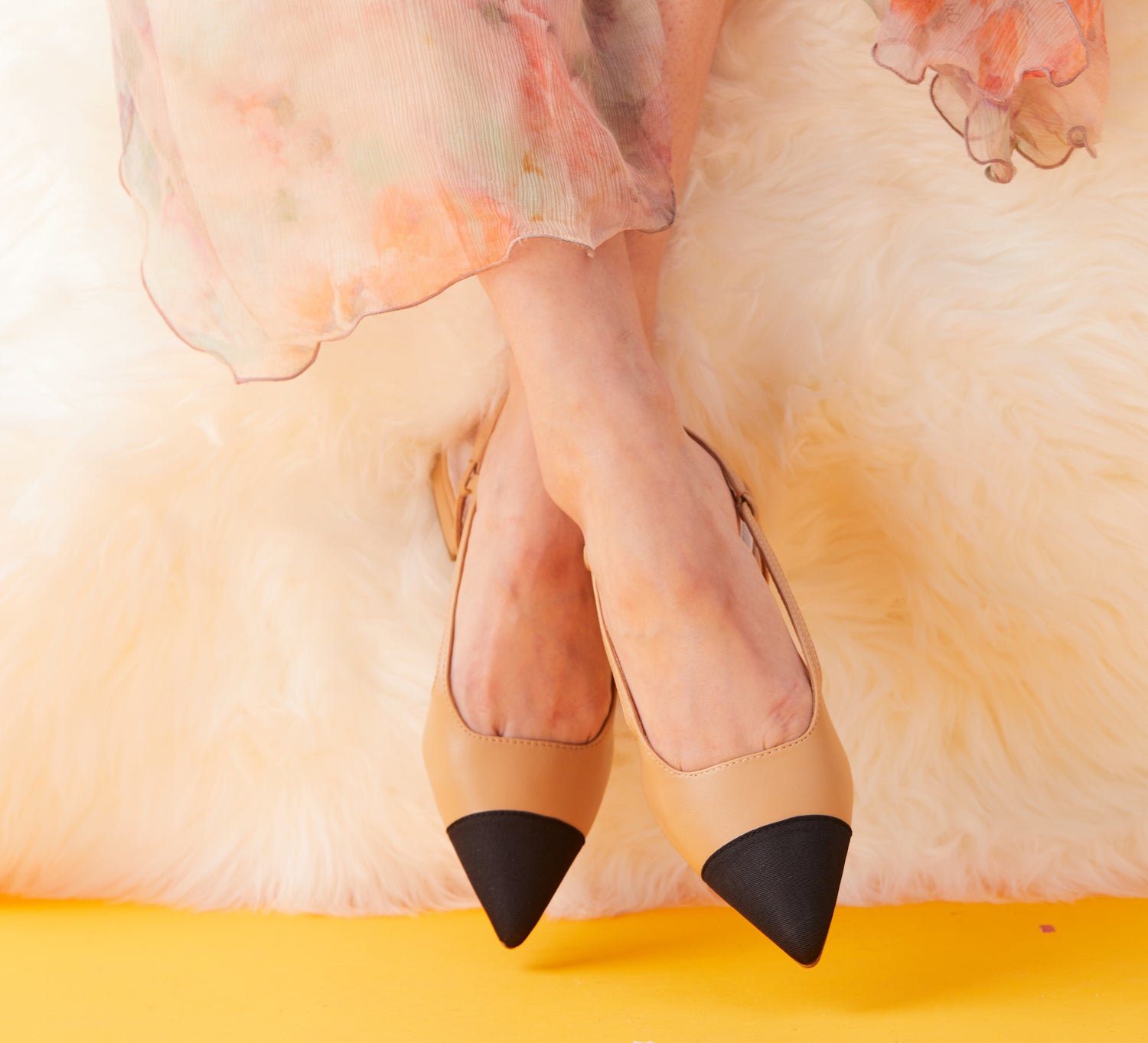 ity Chic Comfort: Beige Slingback Flats with a pointed toe