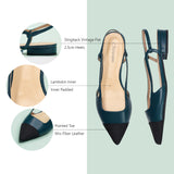 Navy Slingback Flats with a pointed toe, providing a rich and stylish touch to your ensemble