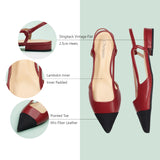 Crimson Slingback Flats with a pointed toe, combining timeless elegance with a modern twist