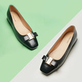 Metal Buckle Bow Detail Flats(Serena）
