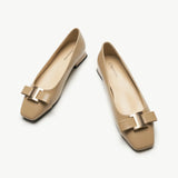 Metal Buckle Bow Detail Flats(Serena）