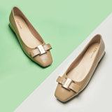 Metal Buckle Bow Detail Flats(Serena）