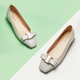 Metal Buckle Bow Detail Flats(Serena）