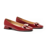 Metal Buckle Bow Detail Flats(Serena）
