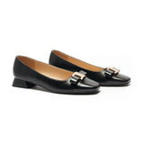 Metal Buckle Bow Detail Flats(Serena）