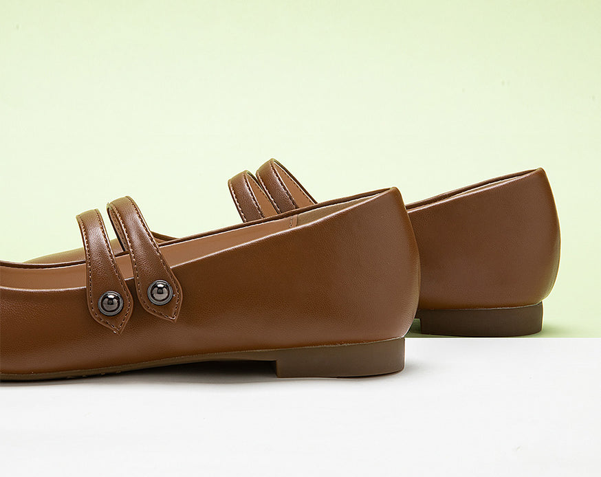    Chic-brown-mary-jane-featuring-double-straps-combining-comfort-and-style-effortlessly.