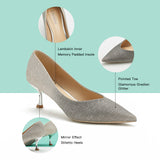 Shimmering Silver Nights: Glittered Silver Louis Heel Shoes, perfect for stepping out in style on special occasions with a hint of sparkle.