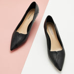  Kitten Heel Convertible Pumps in Black, a minimalist and stylish addition to your footwear collection