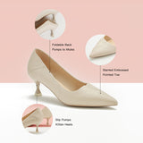 White Convertible Pumps featuring a kitten heel, a timeless and elegant option for any occasion