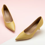 Classic Yellow Louis Heel Pumps: Bold and Stylish