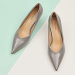  Grey Glossed Patent Leather Pumps, adding a touch of modernity and style to your ensemble