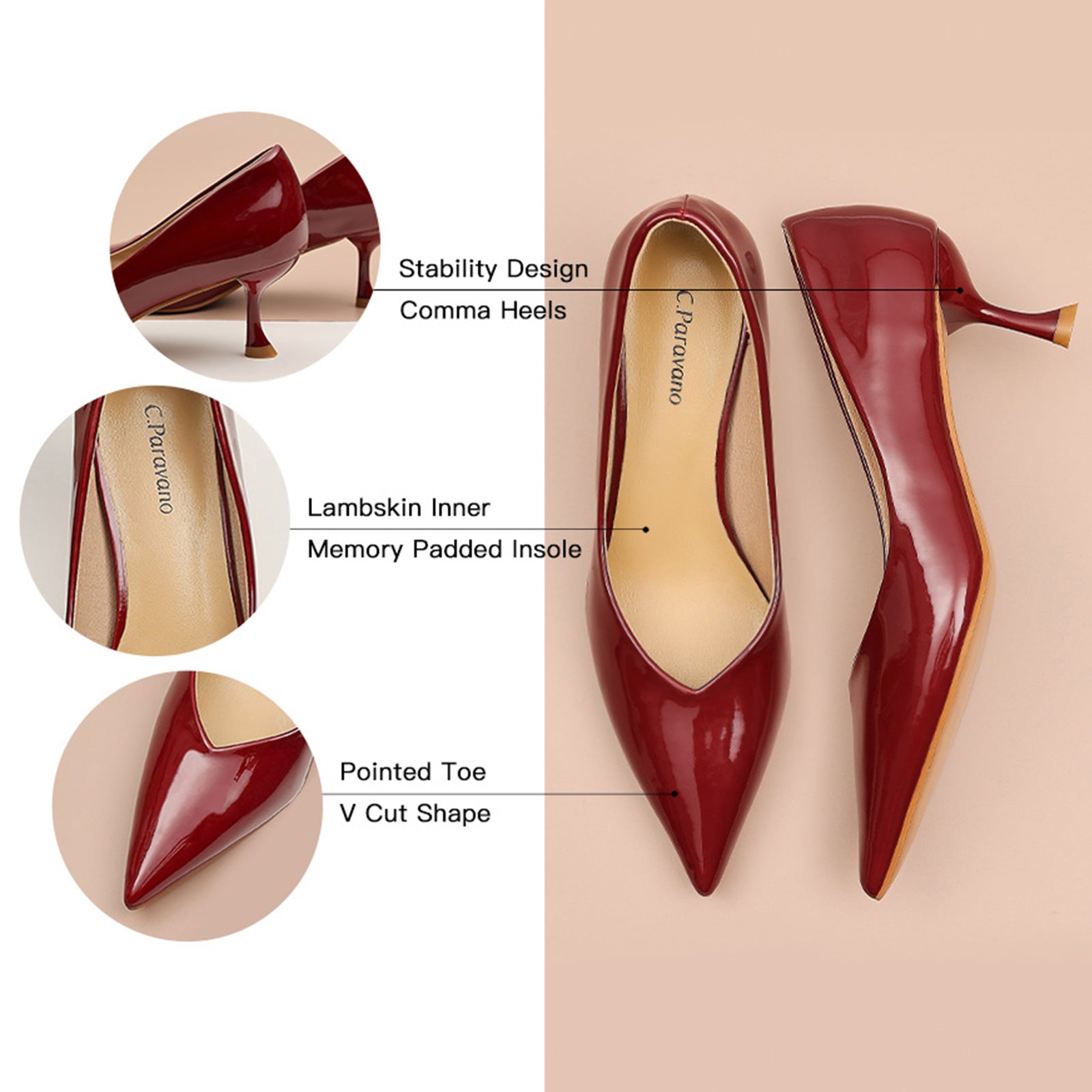 Glossed Red Patent Leather Pumps, combining timeless elegance with a modern twist in a bold color