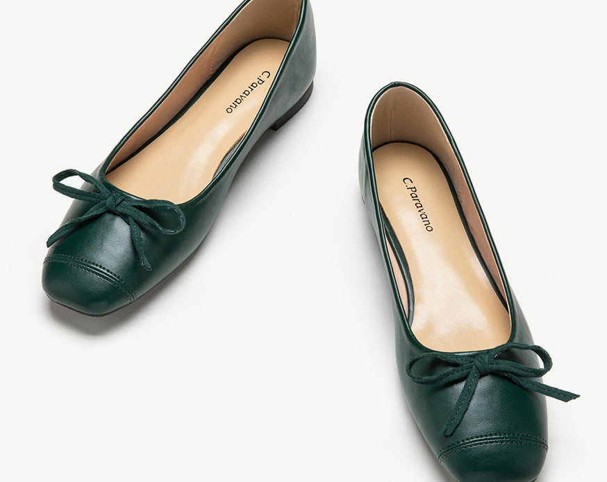 Dark-green-suede-toe-ballet-flats-with-a-charming-bowknot-accent_-perfect-for-a-unique-look.