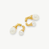 Double Pearls Earrings in Gold, a luxurious and timeless pair featuring dual pearls for an opulent and sophisticated look