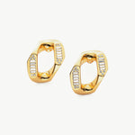 Crystal-adorned Wavy Stud Earrings in gold, a chic and sophisticated choice that complements your style with radiant shimmer