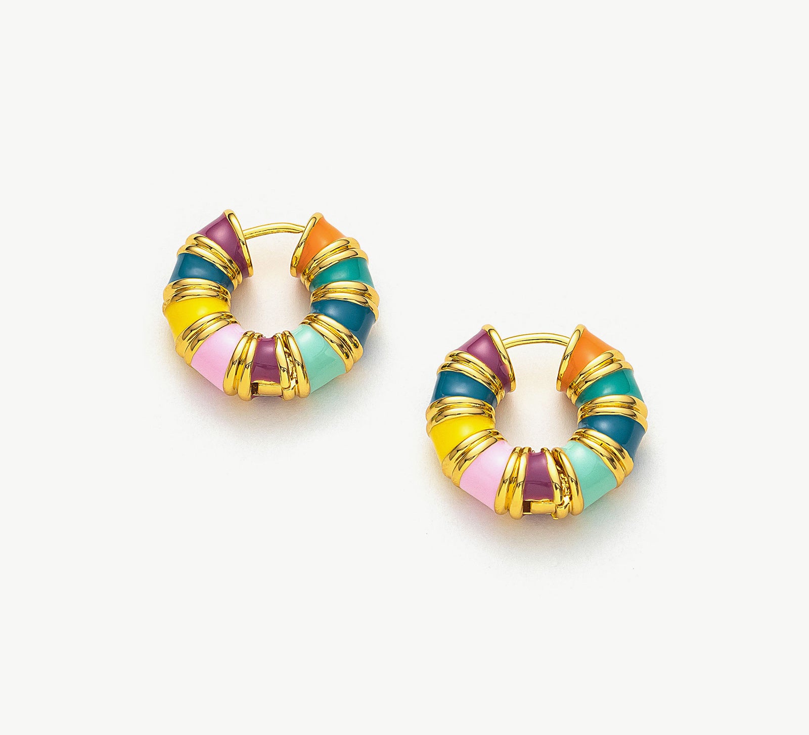 Multicolor Hoop Earrings, a lively and vibrant accessory featuring a playful array of colors for a cheerful and festive look
