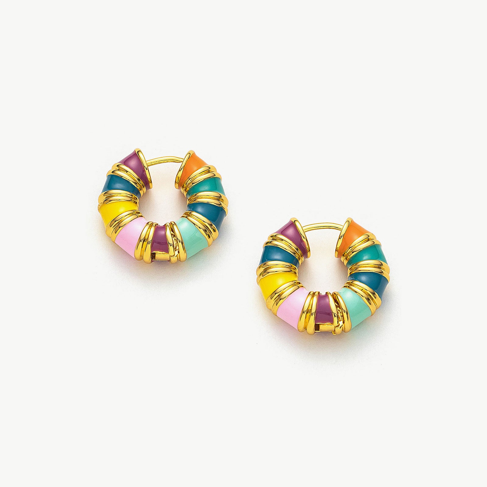Multicolor Hoop Earrings, a lively and vibrant accessory featuring a playful array of colors for a cheerful and festive look