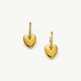 Golden Heart Crystal Charm Hoop Earrings, a charming and sparkling accessory that combines golden hearts and crystals for a romantic and elegant look