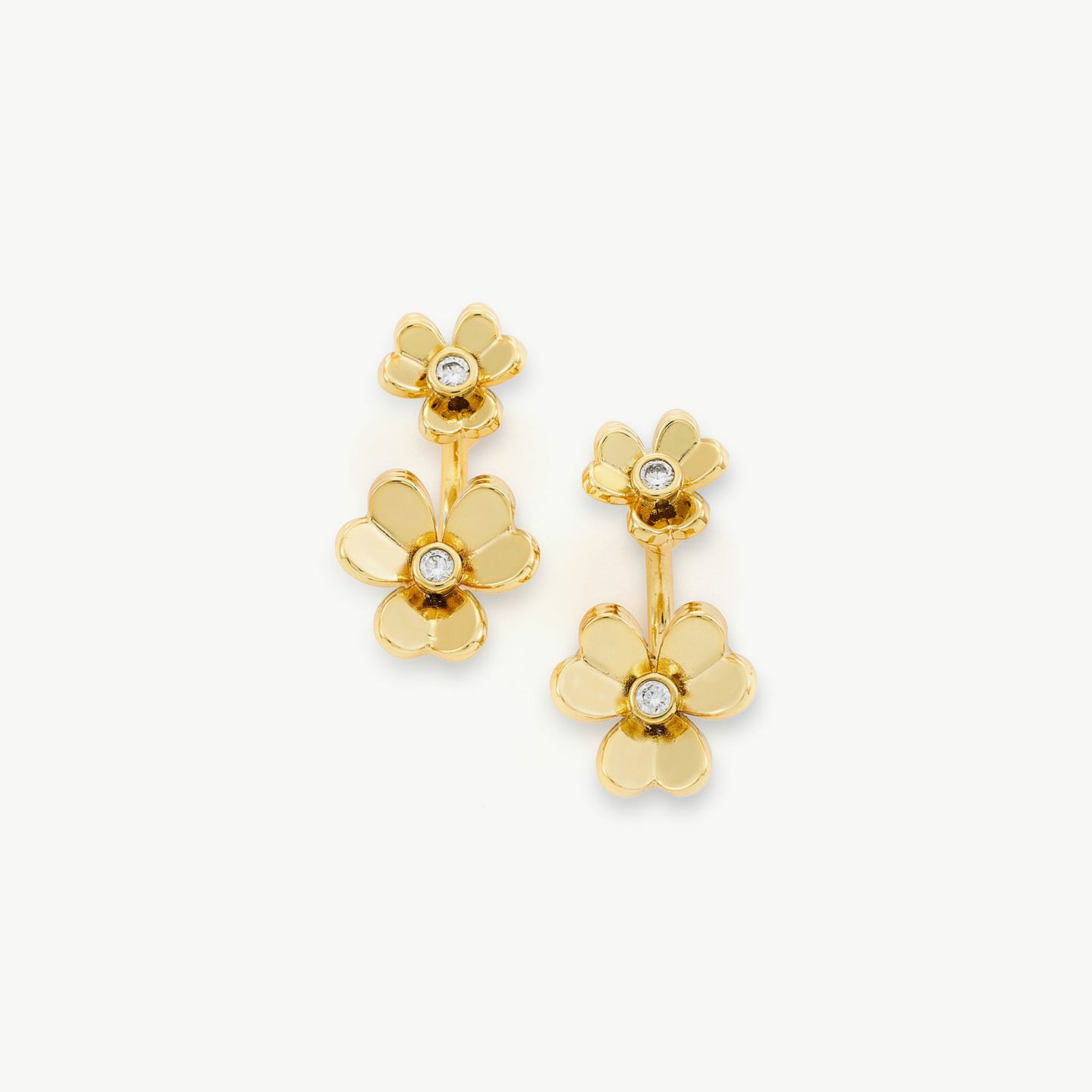 Hoop Earrings featuring double flower charms, a feminine and graceful addition to your jewelry collection for a touch of romance