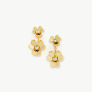 Hoop Earrings featuring double flower charms, a feminine and graceful addition to your jewelry collection for a touch of romance