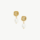 Molten Baroque Pearl Drop Earrings, radiating lustrous elegance, these earrings feature molten metal details embracing exquisite baroque pearls for a timeless and sophisticated look