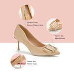 Beige Square Buckled Pumps, a comfortable and stylish choice for elevating your everyday ensemble