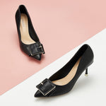 Black Square Buckled Pumps, perfect for city living with a touch of contemporary sophistication