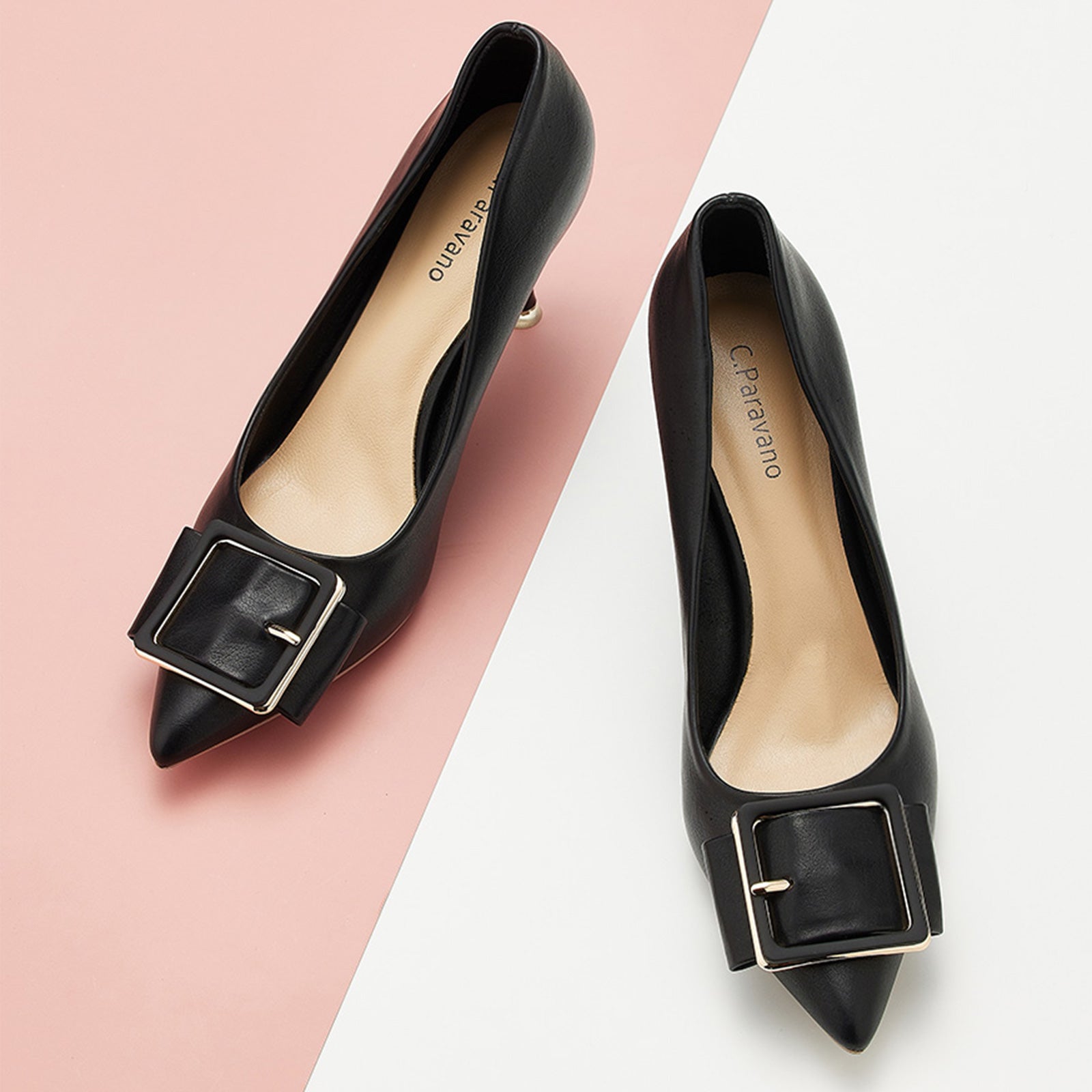 Bold Black Statement: Square Buckled Pumps in Black, a versatile and stylish addition to elevate your footwear collection