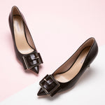 Square Buckled Pumps in Chocolate, a timeless and refined choice for a classic and polished look