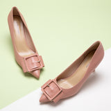 Elegant Square Buckled Pumps in Pink, a feminine and stylish choice for a playful and vibrant look