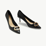 Stacked Metal Buckle Pumps (Olivia)(SALE)
