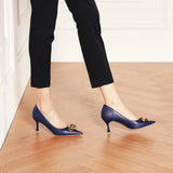 Stacked Metal Buckle Pumps (Olivia)(SALE)