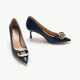 Stacked Metal Buckle Pumps (Olivia)(SALE)
