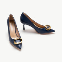 Stacked Metal Buckle Pumps (Olivia)(SALE)