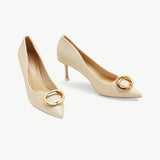 Stacked Metal Buckle Pumps (Olivia)(SALE)