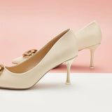 Stacked Metal Buckle Pumps (Olivia)(SALE)