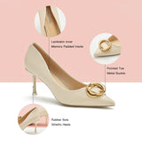 Stacked Metal Buckle Pumps (Olivia)(SALE)