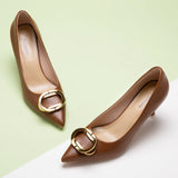 Stacked Metal Buckle Pumps (Olivia)(SALE)