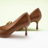 Stacked Metal Buckle Pumps (Olivia)(SALE)