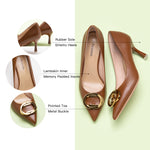 Women Pumps in Brown with distinctive metal buckles, offering a subtle and stylish touch to any outfit.