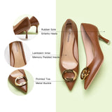 Stacked Metal Buckle Pumps (Olivia)(SALE)